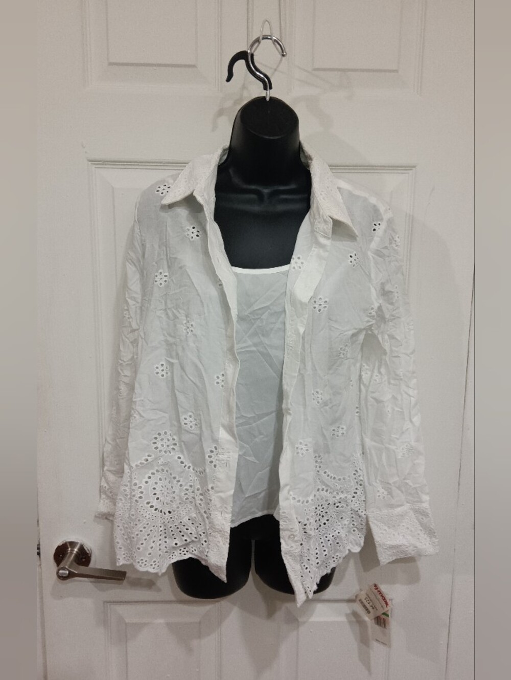 Nanette Lepore White Eyelet Button-Down Shirt